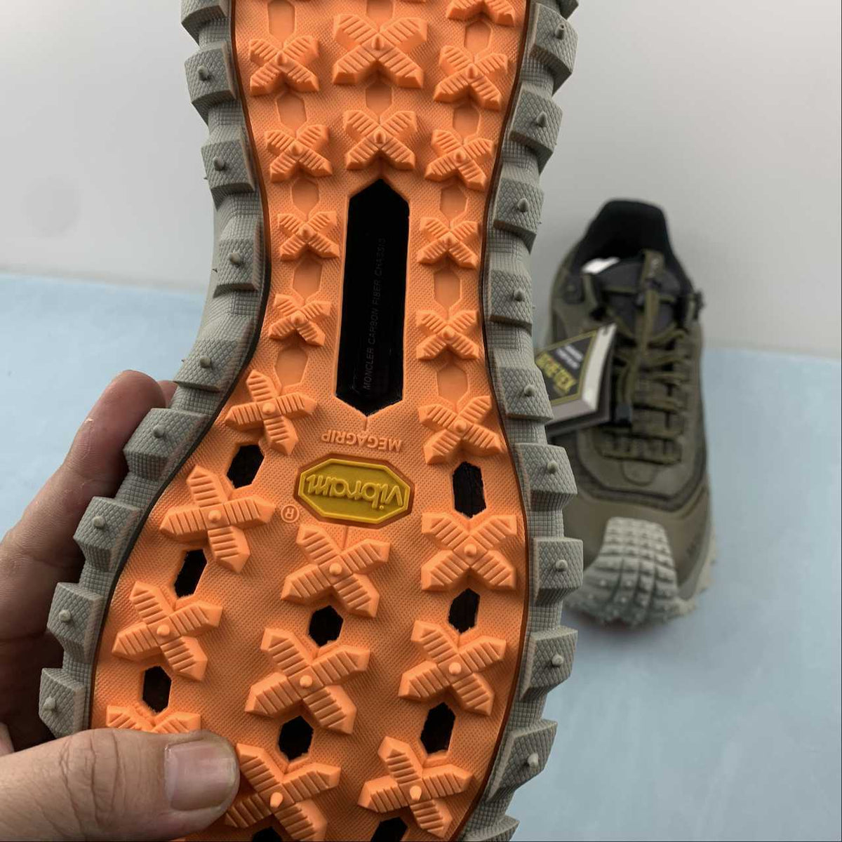 Moncler x Hoka Mafate Speed    Olive Green Trail-Style Sneakers