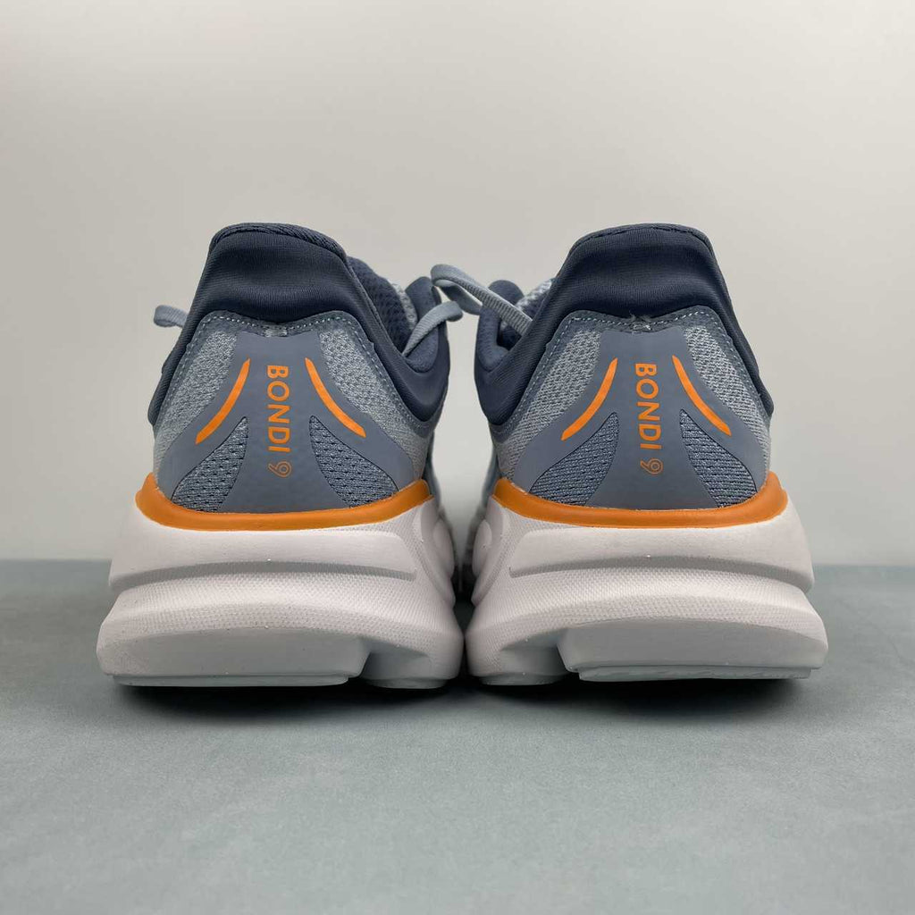 HOKA Bondi 9 Gray, Navy & Orange Sneakers