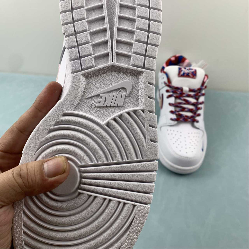 Nike SB Dunk Low Parra – White, Red & Blue   CN4504-100