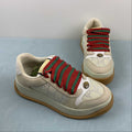 Gucci Cream Monogram Low-Top Sneakers with Red & Green Laces