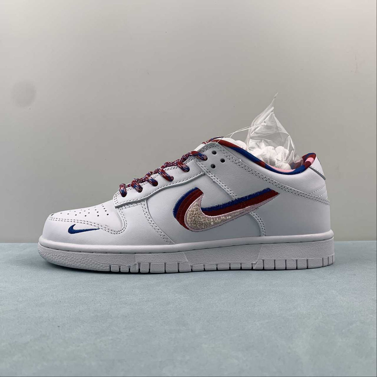Nike SB Dunk Low Parra – White, Red & Blue   CN4504-100