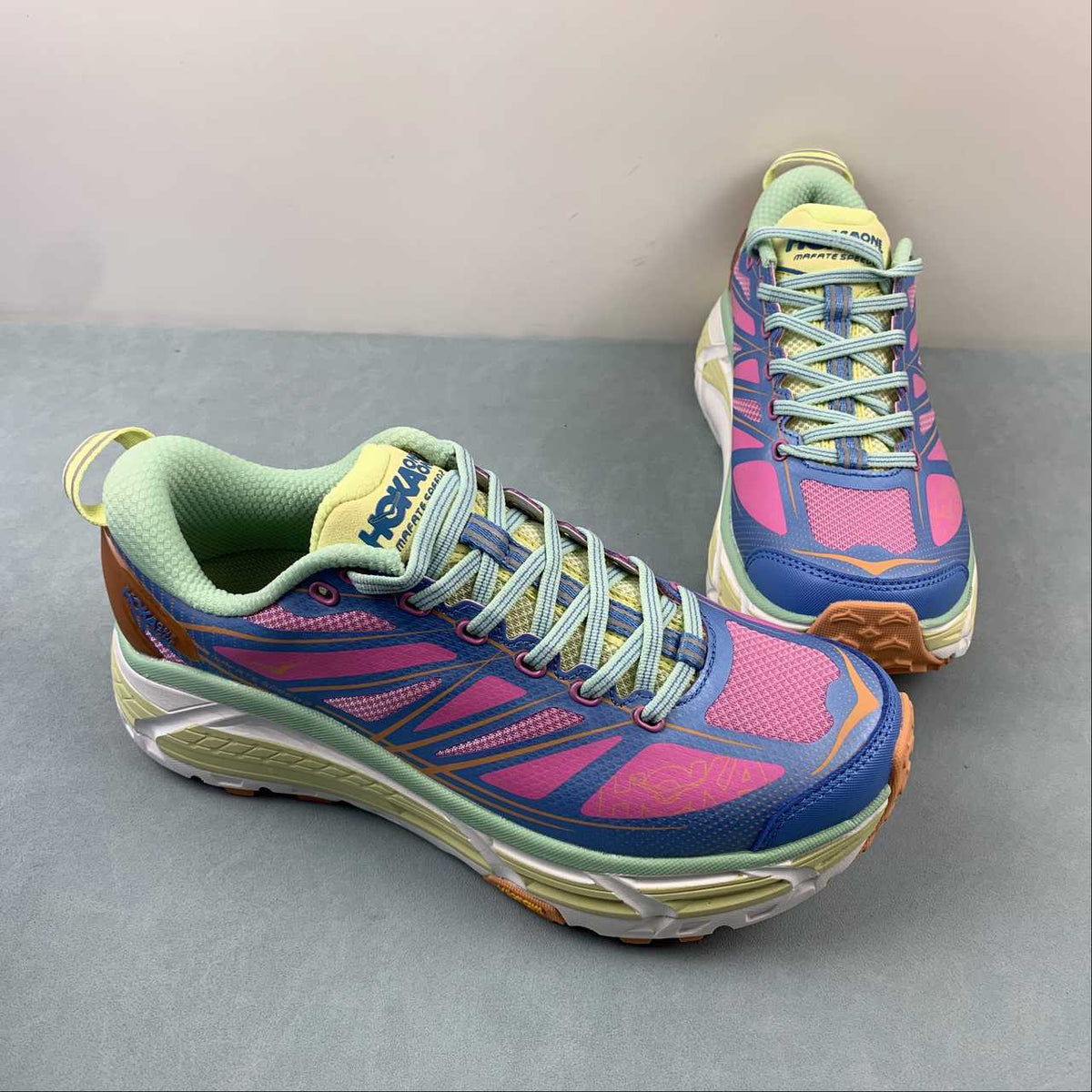 HOKA Mafate Speed 2 Sneakers - Pink, Blue & Mint Green