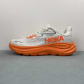 HOKA ONE ONE Clifton   White & Orange Lace-Up Sneakers