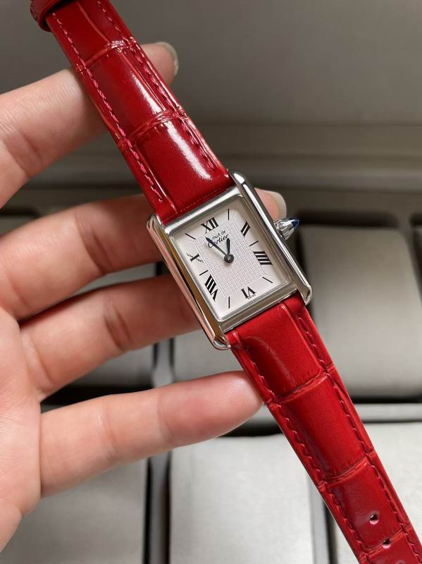 Cartier Must de Cartier Tank Watch – Red Leather Strap