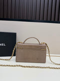 Chanel Grey Crocodile-Embossed Top-Handle Chain Bag