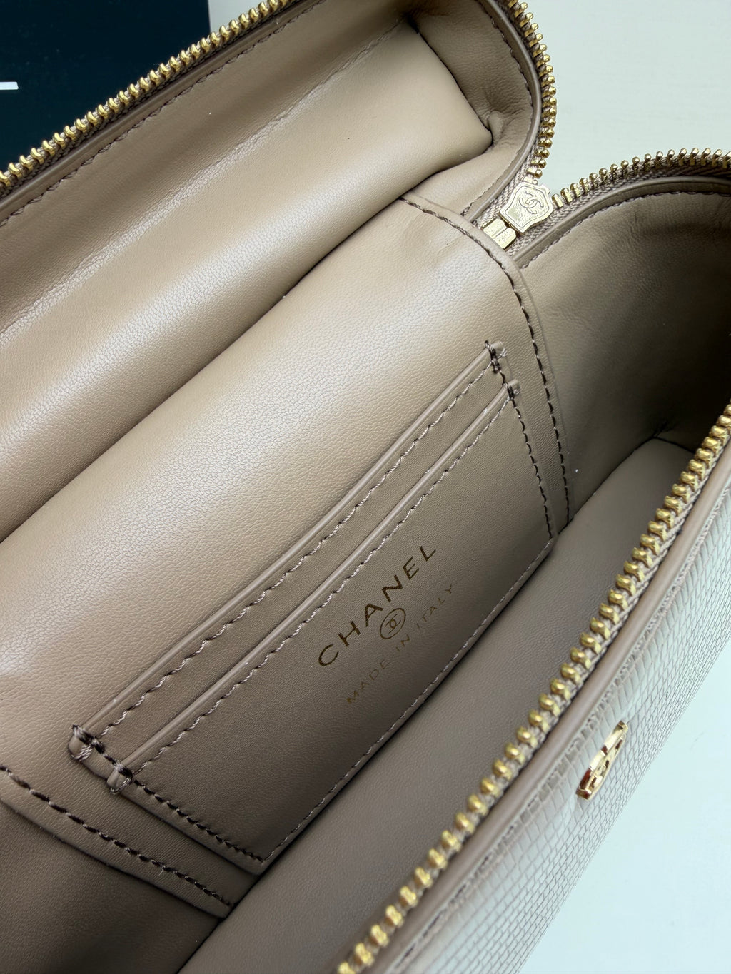 Chanel Grey Crocodile-Embossed Top-Handle Chain Bag