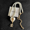 Chanel Pearl-Style Heart Charm Necklace
