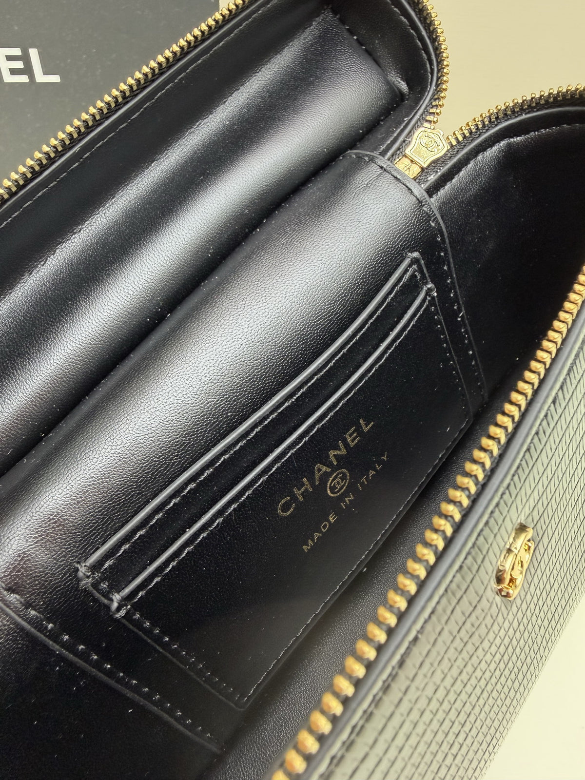 Chanel Black Textured Top-Handle Chain Bag