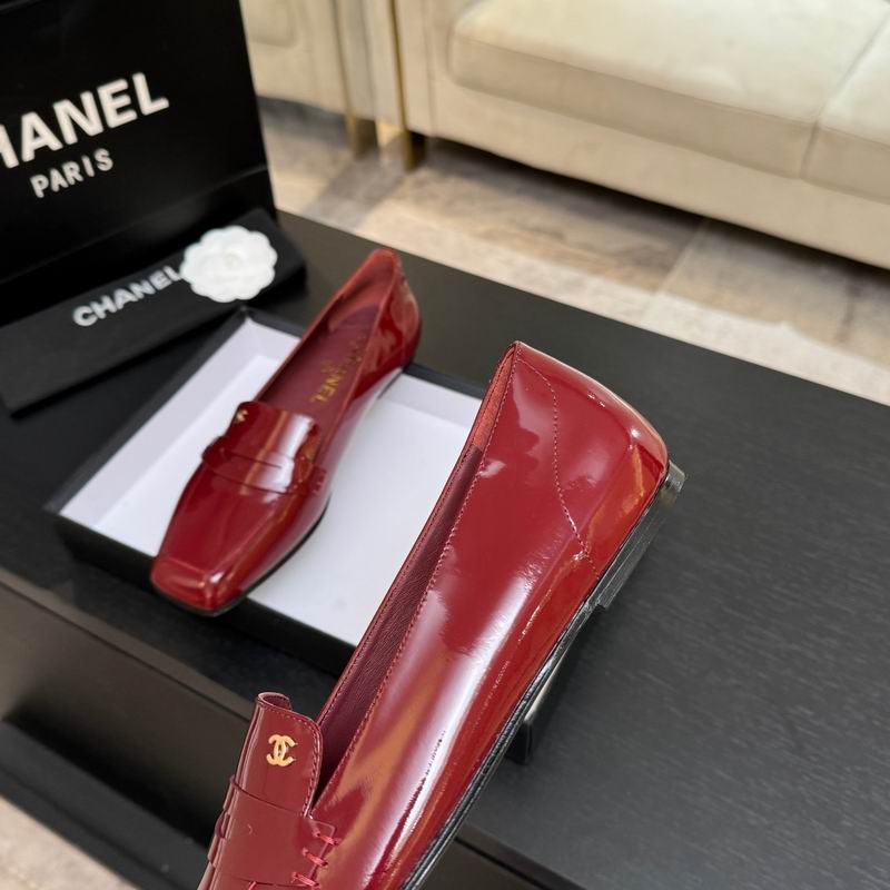 Chanel Red Patent Leather Loafers