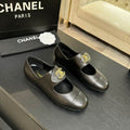 Chanel CC Logo Mary Jane Ballet Flats – Black Leather