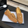 Chanel Quilted Tan Loafers with Gold-Tone Hardware