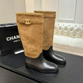 Chanel Two-Tone Suede & Leather Riding Boots