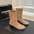 Chanel Suede Ankle Boots — Beige