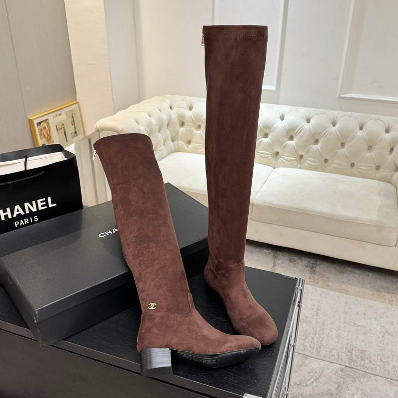 Chanel Over-the-Knee Stretch Suede Boots