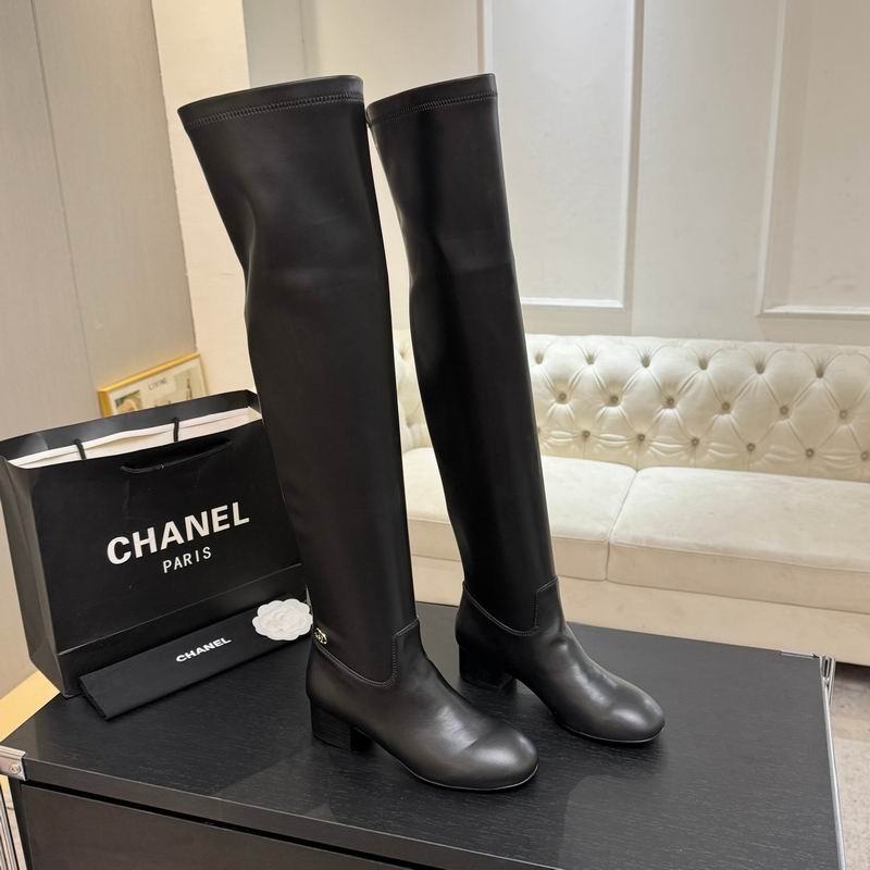 Chanel Over-The-Knee Stretch Leather Boots