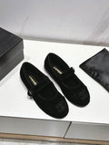 Chanel Black Velvet Mary Jane Ballet Flats