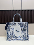 Dior Blue Floral Print Structured Tote Bag
