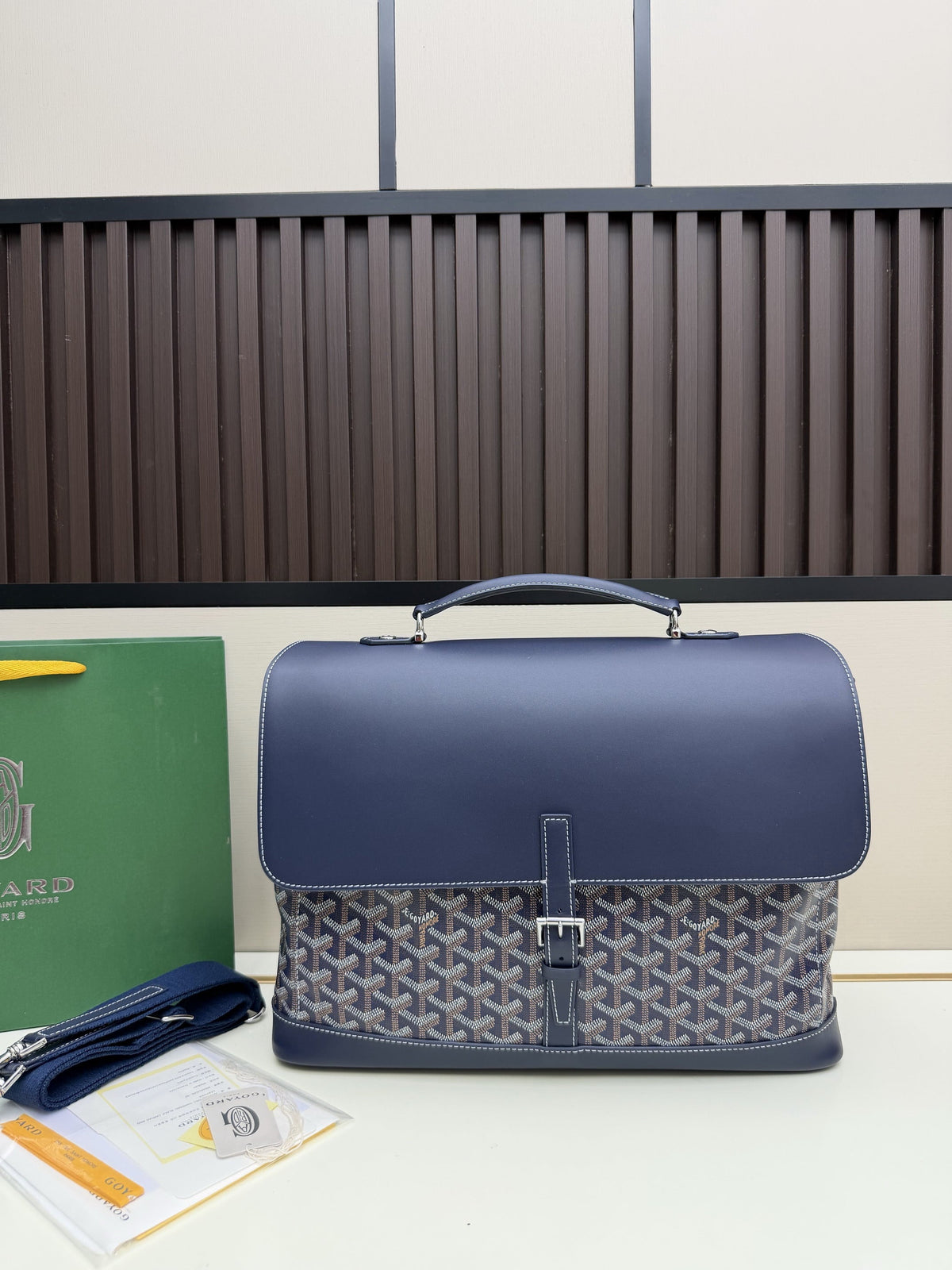 Goyard Briefcase – Navy Blue Goyardine Canvas & Calfskin