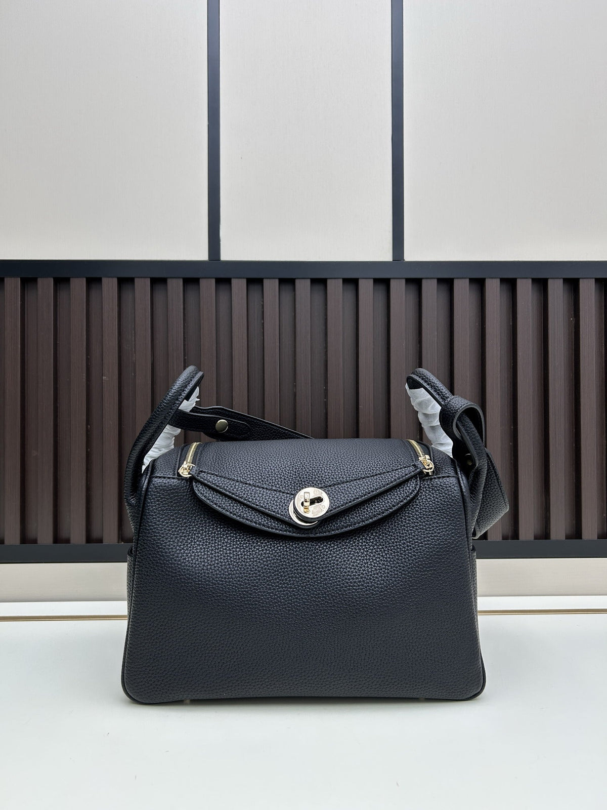 Hermes Black Structured Handbag with Shoulder Strap