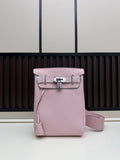 Pale Pink Structured Crossbody Bag with Silver-Tone Lock