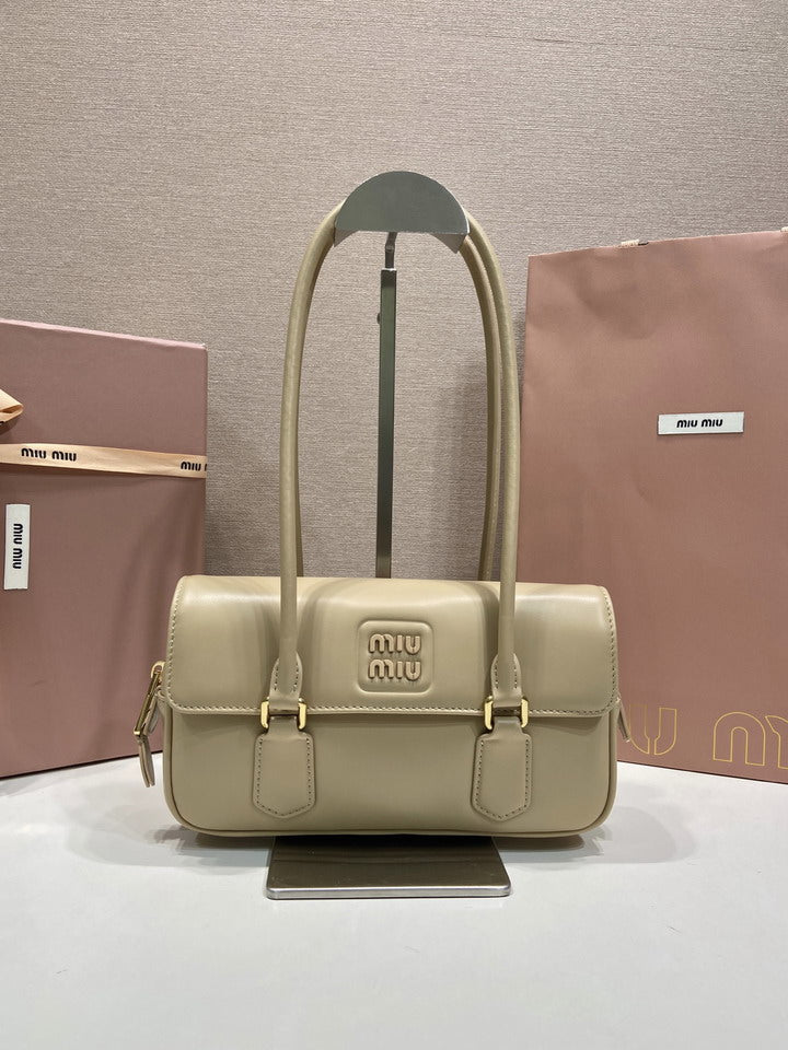 Miu Miu Leather Shoulder Bag in Ecru