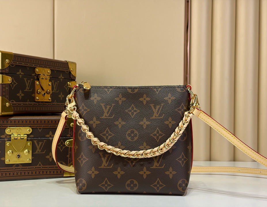 Louis Vuitton Monogram Canvas Bauletto Bag with Gold Chain