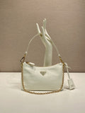Prada White Shoulder Bag with Chain Detail