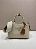 Prada Small Canvas Tote Bag – Ecru