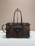 Prada Corduroy & Leather Tote Bag – Brown/Black