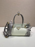 Prada Crocodile-Embossed Leather Mini Top-Handle Bag – Glacier Grey