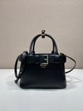 Prada Buckle Small Leather Handbag – Black