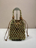 Prada Knotted Rope Bucket Bag — Khaki/Sage
