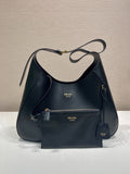 Prada Arcade Leather Hobo Bag in Black
