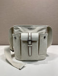 Prada Milano Canvas Crossbody Messenger Bag — Natural/White