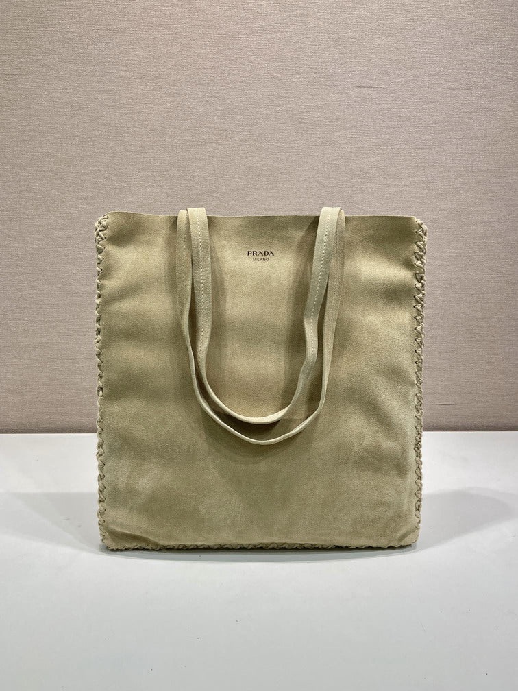 Prada Suede Whipstitch Tote Bag
