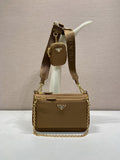 Prada Re-Edition Nylon Multi-Pocket Shoulder Bag with Mini Pouch – Caramel
