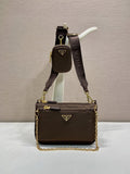 Prada Re-Edition 2-in-1 Nylon Shoulder Bag with Mini Pouch – Dark Chocolate Brown
