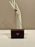 Prada Mini Saffiano Leather Chain Wallet Bag – Burgundy