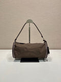 Prada Re-Edition Cylinder Shoulder Bag in Taupe Nylon