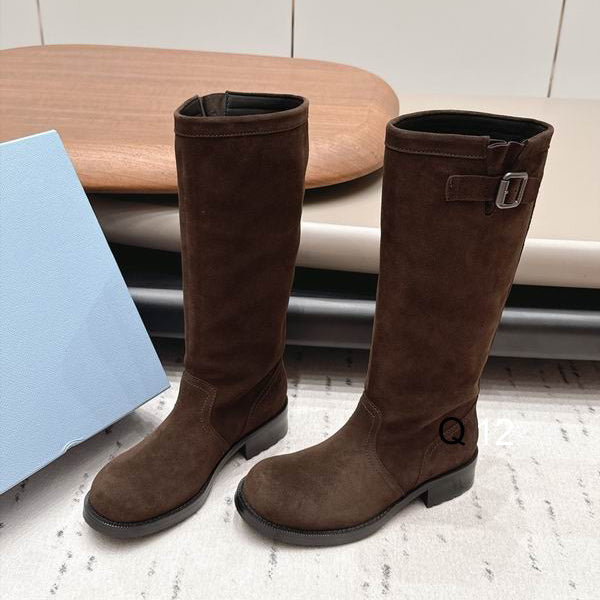 Prada Suede Knee-High Riding Boots