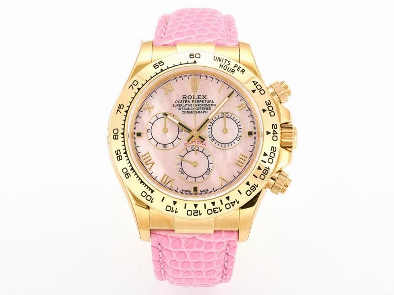 Rolex Cosmograph Daytona 18K Yellow Gold Pink MOP Dial Pink Leather Strap