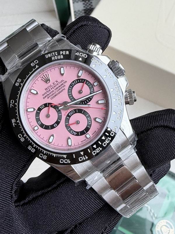 Pink Dial Chronograph Watch with Stainless Steel Bracelet