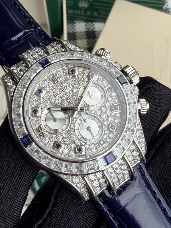 Rolex Cosmograph Daytona Diamond & Sapphire Watch – Blue Leather Strap