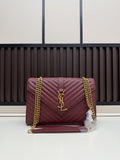 YSL Envelope Medium Chain Bag – Burgundy Matelassé Leather