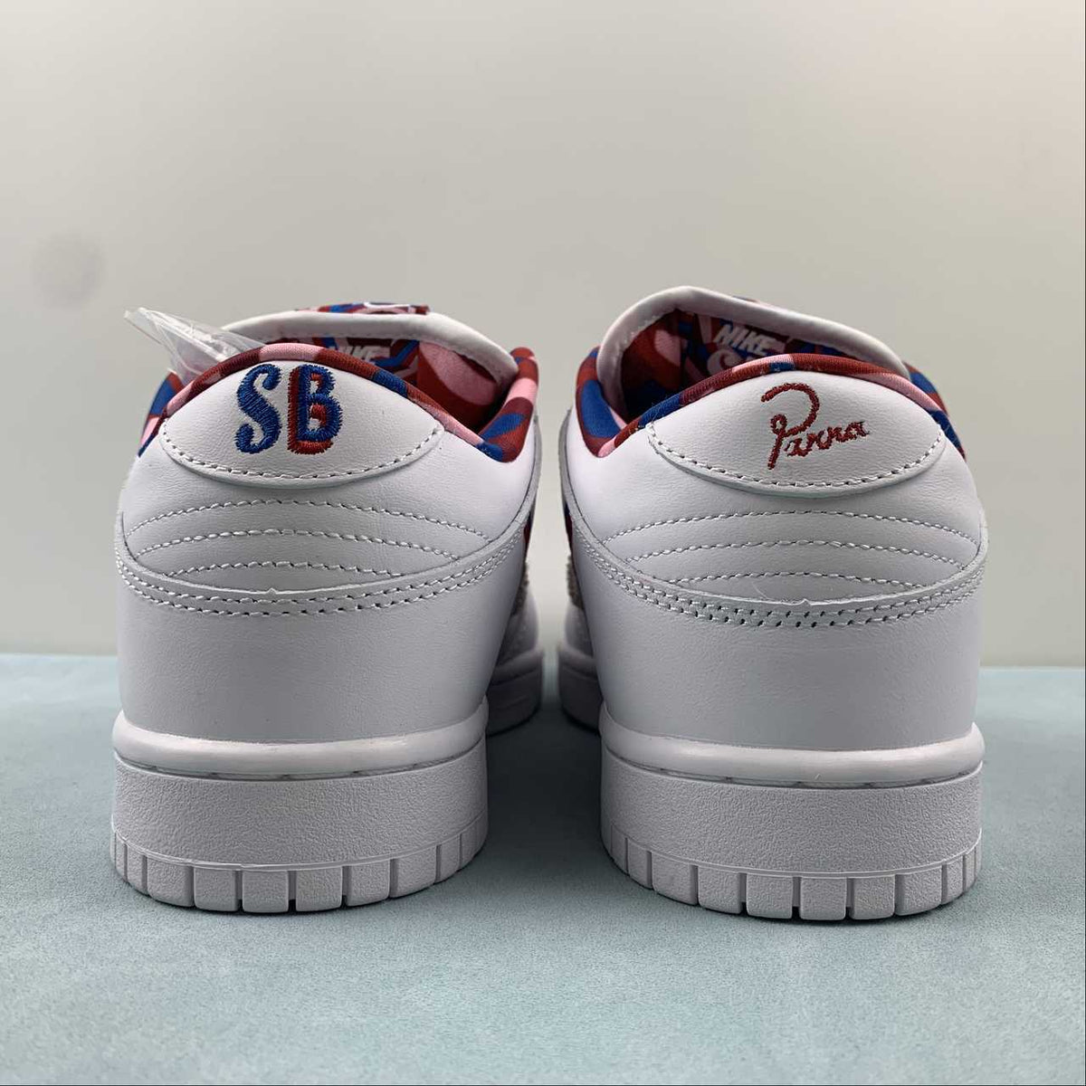 Nike SB Dunk Low Parra – White, Red & Blue   CN4504-100